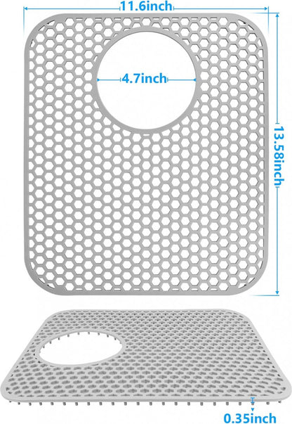 Sink Mat - Grey - 30 X 35 Cm - Kitchen Accessories - Sink Protector - Sink Mat - Washbasin Mat - Draining Mat - Countertop Mat - Silicone Coasters - Silicone - Anti-Scratch - Sink Accessories - For Sink, Cutlery And Glassware - Image 2