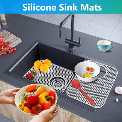 Sink Mat - Grey - 30 X 35 Cm - Kitchen Accessories - Sink Protector - Sink Mat - Washbasin Mat - Draining Mat - Countertop Mat - Silicone Coasters - Silicone - Anti-Scratch - Sink Accessories - For Sink, Cutlery And Glassware - Image 3