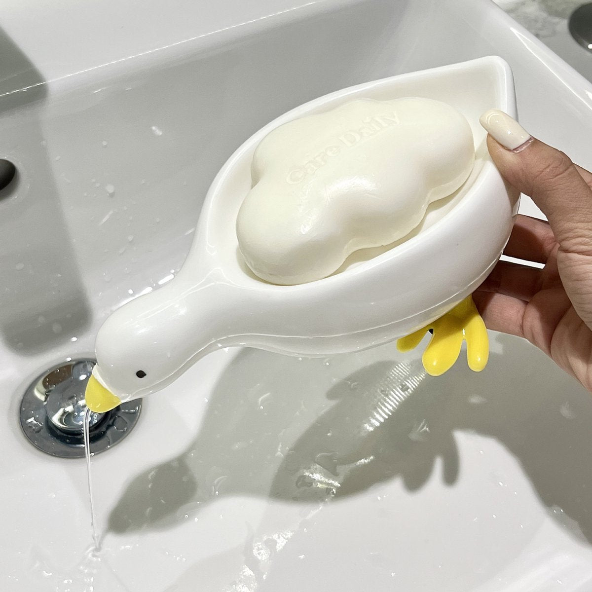 Soap Dish - 2 Pieces - Soap Holder - Soap Box - Small Soap Dish - Self-Draining Soap Holder - Duck Design - Soap Dish - Gift - For Shower, Bathroom, Bathtub, Kitchen Sink - Home Decor - Bathroom Accessories - Plastic - White - Image 2