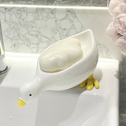 Soap Dish - 2 Pieces - Soap Holder - Soap Box - Small Soap Dish - Self-Draining Soap Holder - Duck Design - Soap Dish - Gift - For Shower, Bathroom, Bathtub, Kitchen Sink - Home Decor - Bathroom Accessories - Plastic - White - Image 3
