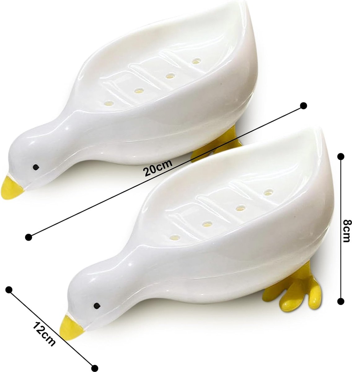 Soap Dish - 2 Pieces - Soap Holder - Soap Box - Small Soap Dish - Self-Draining Soap Holder - Duck Design - Soap Dish - Gift - For Shower, Bathroom, Bathtub, Kitchen Sink - Home Decor - Bathroom Accessories - Plastic - White - Image 5