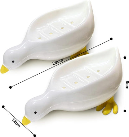 Soap Dish - 2 Pieces - Soap Holder - Soap Box - Small Soap Dish - Self-Draining Soap Holder - Duck Design - Soap Dish - Gift - For Shower, Bathroom, Bathtub, Kitchen Sink - Home Decor - Bathroom Accessories - Plastic - White - Image 5