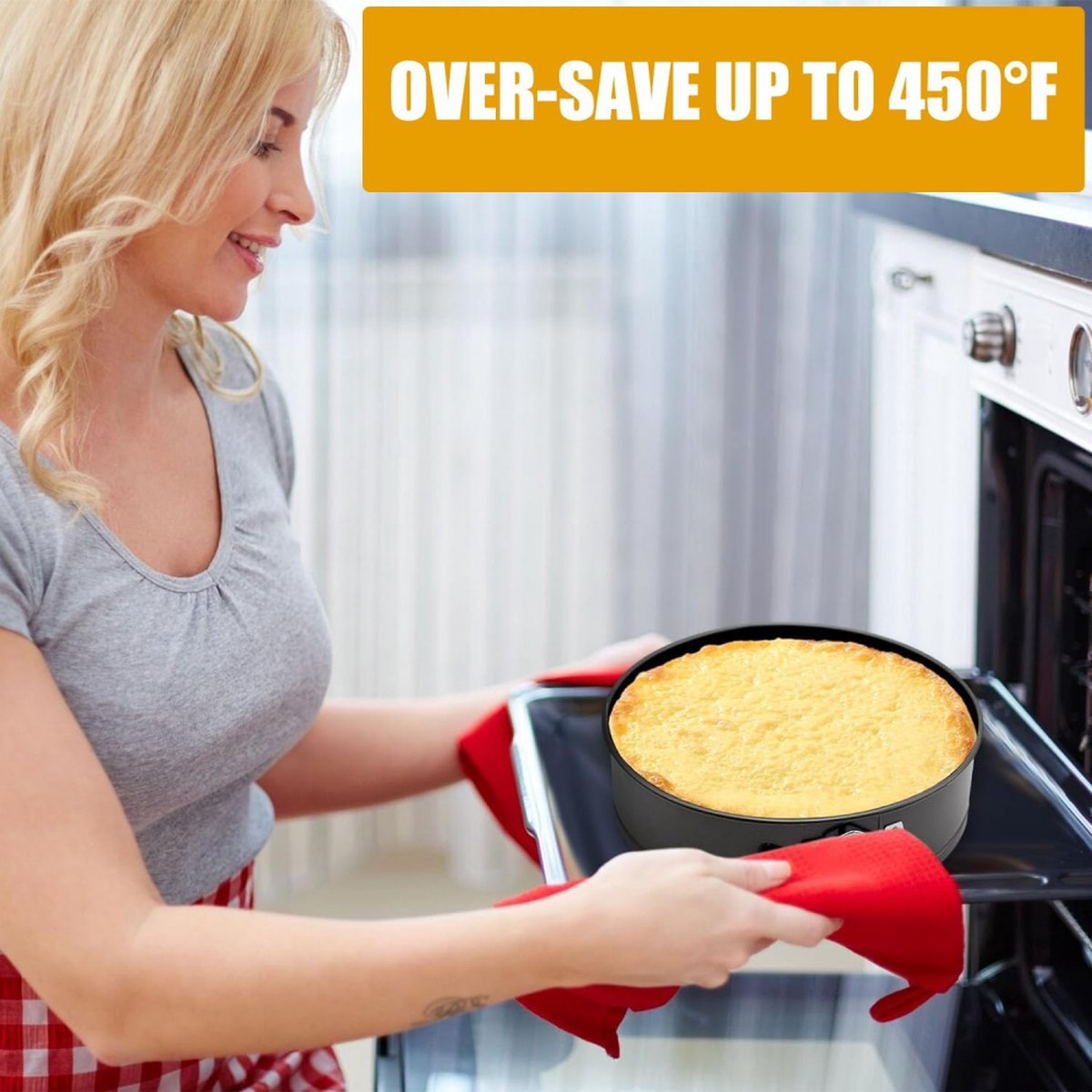 3-Piece Round Springform Set - Round Baking Tin - Cake Pan - Non-Stick Baking Pan - 20, 22 and 24cm - Removable Base - Bakes Evenly - Baking Set - Cake Pan - Dishwasher Safe - Metal - Black - Image 2