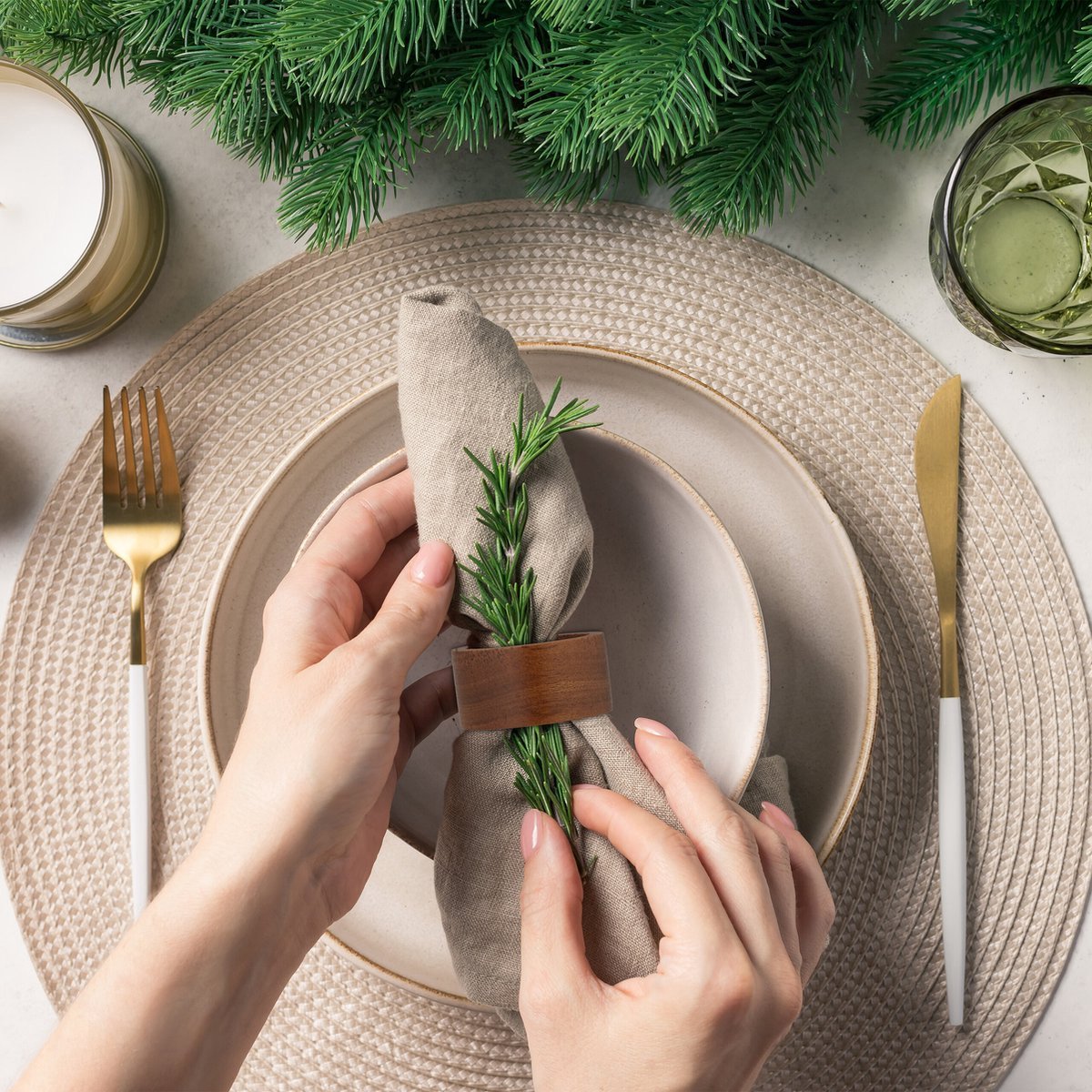 Handmade Round Wooden Napkin Rings - Set of 12 - 2.5 x 5 cm - Wooden Napkin Ring - For Paper and Cloth Napkins - Napkin Ring for Table Decoration, Dining, Anniversary, Birthday, Christmas - Image 2