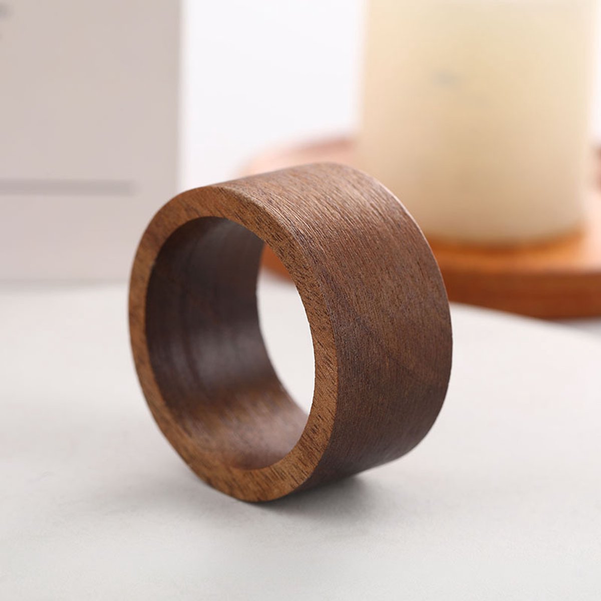 Handmade Round Wooden Napkin Rings - Set of 12 - 2.5 x 5 cm - Wooden Napkin Ring - For Paper and Cloth Napkins - Napkin Ring for Table Decoration, Dining, Anniversary, Birthday, Christmas - Image 5