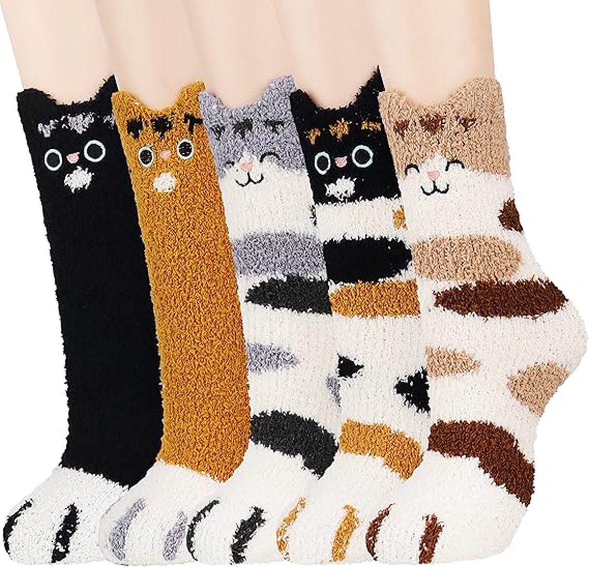 10 Pairs - Socks - Stockings - Socks - Funny Socks - Seamless - Men & Women - Thick - Warming Quality - Cat Claw - Warm Slipper Socks - Winter - One Size - Image 4