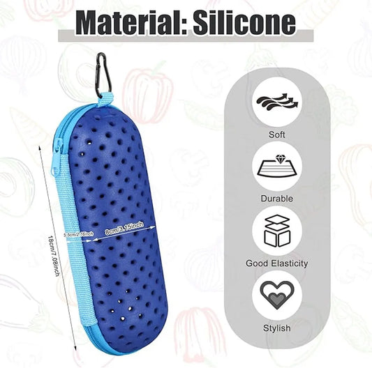 Glasses Case - Glasses Cover - Glasses Case - Glasses Pouch - Glasses Pouch - Swim Goggles Storage Case - Sunglasses Holder - Zipper - With Carabiner Hook - Stylish - Blue - Universal - 18*7.5*7.5cm - Image 2