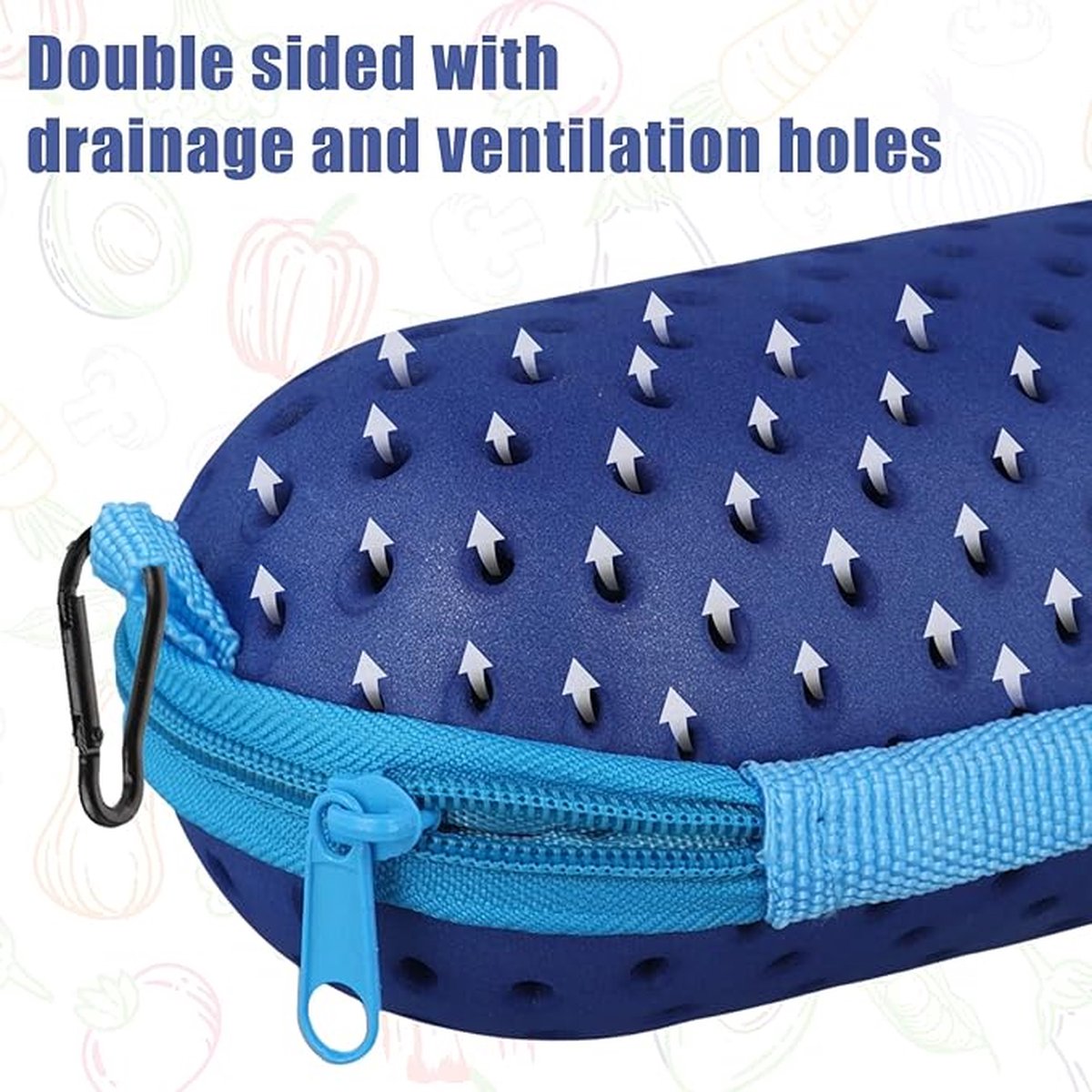 Glasses Case - Glasses Cover - Glasses Case - Glasses Pouch - Glasses Pouch - Swim Goggles Storage Case - Sunglasses Holder - Zipper - With Carabiner Hook - Stylish - Blue - Universal - 18*7.5*7.5cm - Image 5