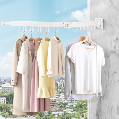 Foldable Wall Drying Rack - Foldable Wall Clothes Rack - Foldable Wall Clothes Rod - 2-Way Drying Rack - Space-Saving - Foldable - For Laundry, Balcony, Bathroom, Terrace, Dormitory, Apartment - White - 1 piece - Image 2