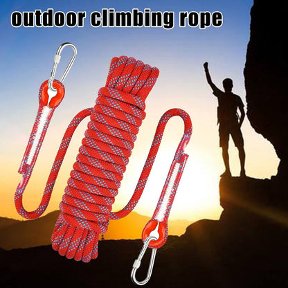 Climbing rope 10 meters - 1000 kg tensile strength - including 2 carabiners - red - Image 3