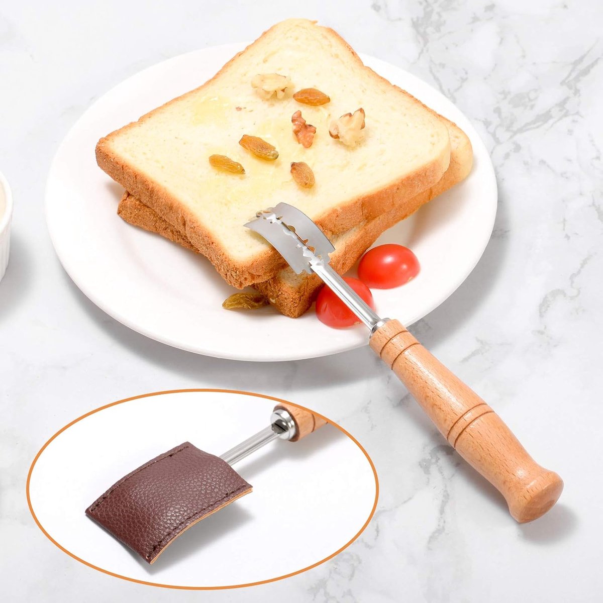 Dough Knife - Blade - Blade Knife - Dough Knife - Baguette Knife - With 5 Blades And Storage Case - Wooden Handle - Bread Knife - Baguette Knife - Baking Enthusiast - Image 4