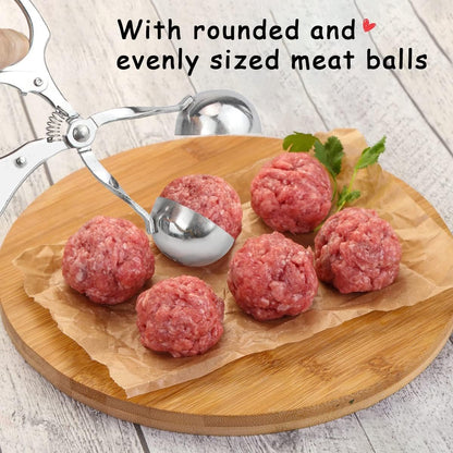 Meatball maker - Professional Meatball tongs - Portable Meatball maker - Multifunctional Meatball tongs - Meatball spoon - Meatball tongs - BBQ Tongs - Barbecue Tongs - for meatballs / Ice cream / rice balls - Stainless steel - Image 3