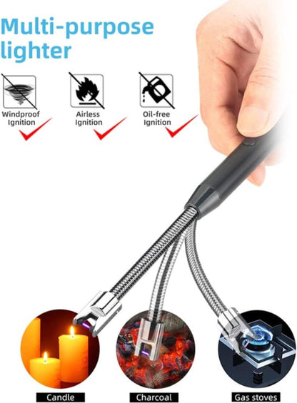 Long Electric Lighter - USB Rechargeable - Kitchen Helpers - USB Electric Stick Lighter - Kitchen BBQ Lighter - For Kitchen, Stove, Camping, Fireworks, Fireplace, Candles, Lighting - Black - 1 Piece - Image 5