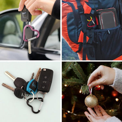 Carabiner - 12 Pieces - Metal Carabiners - Robust - Snap Hook - Aluminum - Snap Hook for Adults - Heart Carabiner - Durable Keychain - Quick Release - For Camping/Hiking/Travel - 6 Colors - Image 4