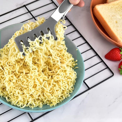 2x Spaghetti Tongs - Kitchen Tongs - Serving Tongs - BBQ Tongs - Stainless Steel and Silicone - Meat Tongs - Heat Resistant - Non-Stick - Barbecue Tongs - Spaghetti Tongs - Salad Tongs - Kitchen Utensils - Barbecue Accessory - 2 Different Shapes - Grey -  - Image 2