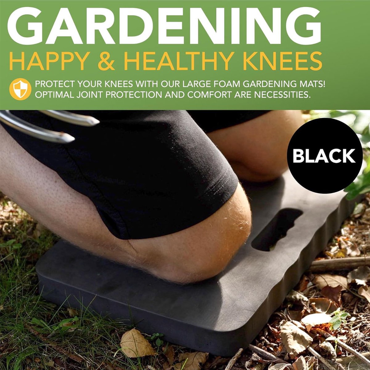 Garden Knee Pad - Extra Thick - Kneeling Mat - Knee Protector - Knee Cushion - Work Cushion - Knee Protection - Construction Protection - Garden Protection - Garden Aid - Garage - Yoga - 46x28x3.8 Cm - Black - Image 2