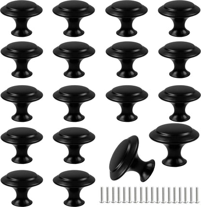 Handles - 18 Pieces - Cabinet Handles - Furniture Handles - Kitchen Handle - Antique Knobs - 30MM - Cabinet Handles - Kitchen Cabinet Handles - Furniture Handle - Kitchen Handle - Door Handle - Drawer Handle - Incl. Screws - Stainless Steel - Black - Mode