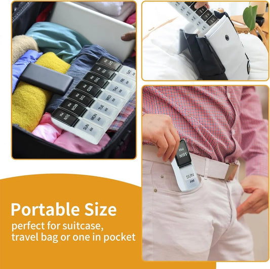 7-Day Pill Box - Portable Medicine Box - Removable Pill Box - Strong Lock Pill Boxes - Medicine Organizer - Morning / Evening Compartments - For On the Go - For Travel/Daily Use - For Vitamins, Fish Oil, Supplements, Medicines - Image 5