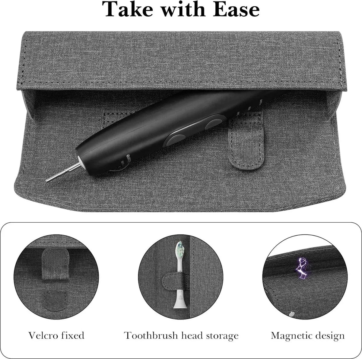 Electric Toothbrush Travel Case - With Magnetic Closure - Toothbrush Holder - Hard Shell Electronic Toothbrush Carrying Case - Universal - Protective Storage Box - 20x6x4 Cm - Grey - 1 Piece - Image 4