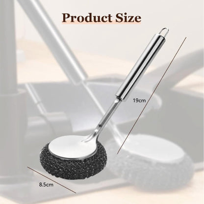 Dish Brush/ Steel Brush - Kitchen Brush - Cleaning Brush - Dishwashing Brush - Kitchen Steel Wool Pot Scrubber - For Dishes, Pots, Stoves, Sink - Detachable Brush - With 1 Replacement Head - Can Be Hung - Image 5