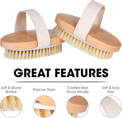 Bath Brush - Dry Brushing - Dry Brush - Body Brush - Skin Brush - Shower Brush - Bath & Shower Accessories - Skin Brush with Natural Bristles - Skin Improvement - Anti-Cellulite Brush - Image 2