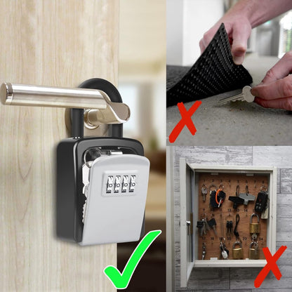 Outdoor/Indoor Key Safe - Small Key Safe with Code - Key Cabinet - Key Box - Small Safe with Combination Lock - Central Key Storage - Removable Lock - No Drilling Required - Wall-Mounted - Water-Resistant - Grey - Image 2