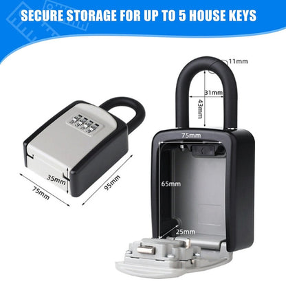 Outdoor/Indoor Key Safe - Small Key Safe with Code - Key Cabinet - Key Box - Small Safe with Combination Lock - Central Key Storage - Removable Lock - No Drilling Required - Wall-Mounted - Water-Resistant - Grey - Image 3