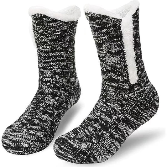 Socks - Plush Socks - Warm Socks - Winter Socks - House Socks - Fluffy Socks - Thick - Warming Quality - Comfort - Soft - Warm - with Plush Lining - Black - Unisex - Christmas Gift - Christmas - Gift - Perfect as a Christmas gift