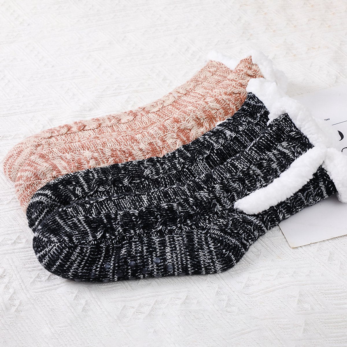 Socks - Plush Socks - Warm Socks - Winter Socks - House Socks - Fluffy Socks - Thick - Warming Quality - Comfort - Soft - Warm - with Plush Lining - Black - Unisex - Christmas Gift - Christmas - Gift - Perfect as a Christmas gift - Image 3