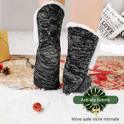 Socks - Plush Socks - Warm Socks - Winter Socks - House Socks - Fluffy Socks - Thick - Warming Quality - Comfort - Soft - Warm - with Plush Lining - Black - Unisex - Christmas Gift - Christmas - Gift - Perfect as a Christmas gift - Image 5