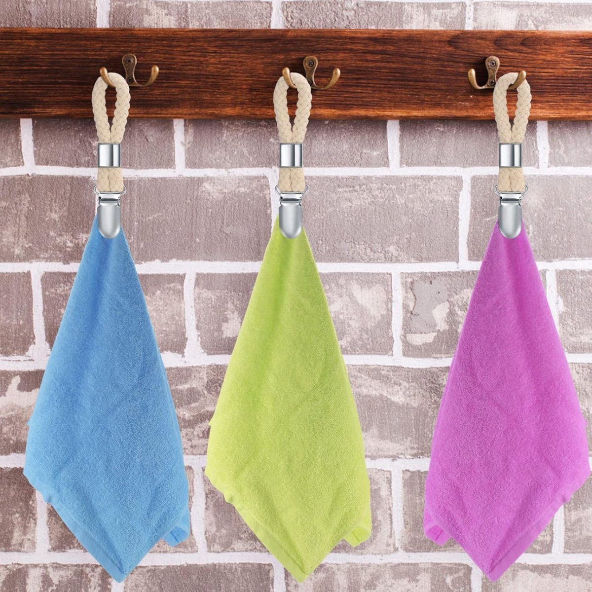 Towel Clips - 4 Pieces - Towel Hooks - Towel Holders - Small Towel Clips - Towel Clip - Towel Pegs - Tea Towel Clip - Hanging Hooks - Small Clips - Hanging - Beige - For Kitchen, Bathroom, Balcony, Cabinets - Image 4