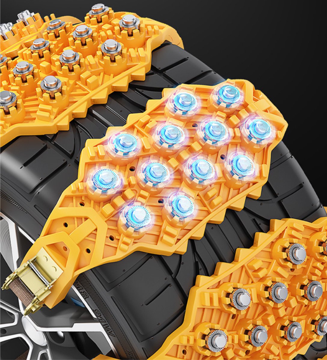 Snow Chains - Safety - Winter Car - Tires - Quick and Easy Installation - For Various Tire Sizes - For Car/SUV Tire Widths With 165 mm-265 mm - Jump Start Anti-Slip Chains - 40x11 cm - Yellow - 1 Piece - Image 4