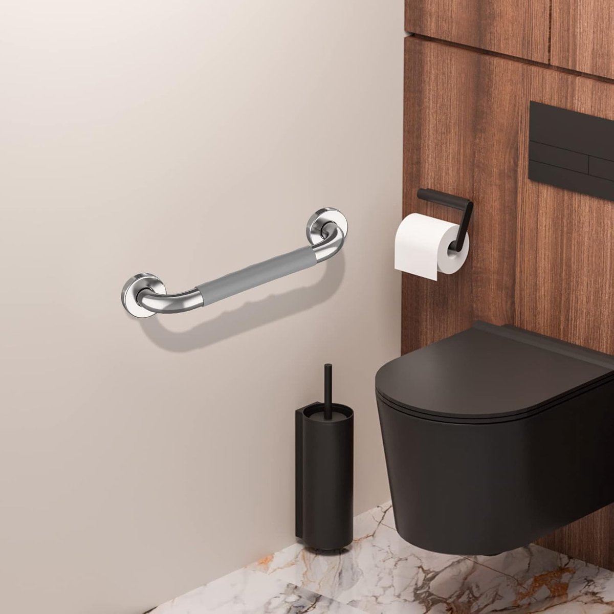 Wall Grab Bar - Extra Grip - Handle/Wall Grab Bar for Bathroom/Shower/Toilet - 30CM - Toilet Grab Bar - Bath Grab Bar - Shower Grab Bar - Non-Slip Grab Bar - Bathroom - Kitchen - Stairs - Kitchen Cabinet Handle - Furniture Hardware - Mounting Material Inc - Image 5