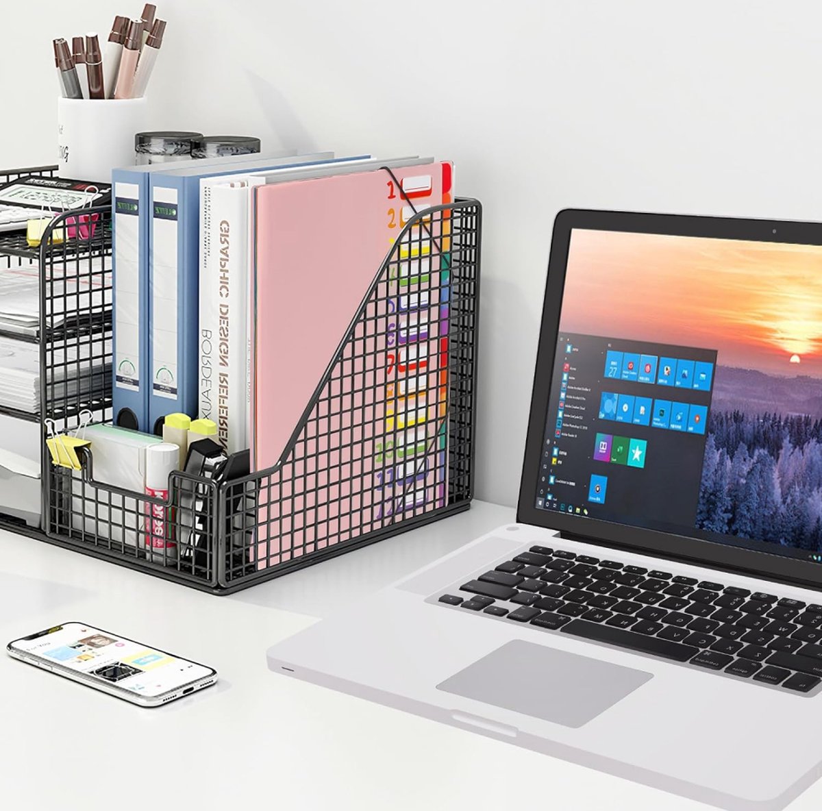 A4 Expandable Project Folder - A4 Sorting Folder - 12 Compartments - File Folder with Tabs - Compartment Folder - Desk Folder - Storage Folder - Document Folder - Work Folder - Clear Classification - Pink - Image 3