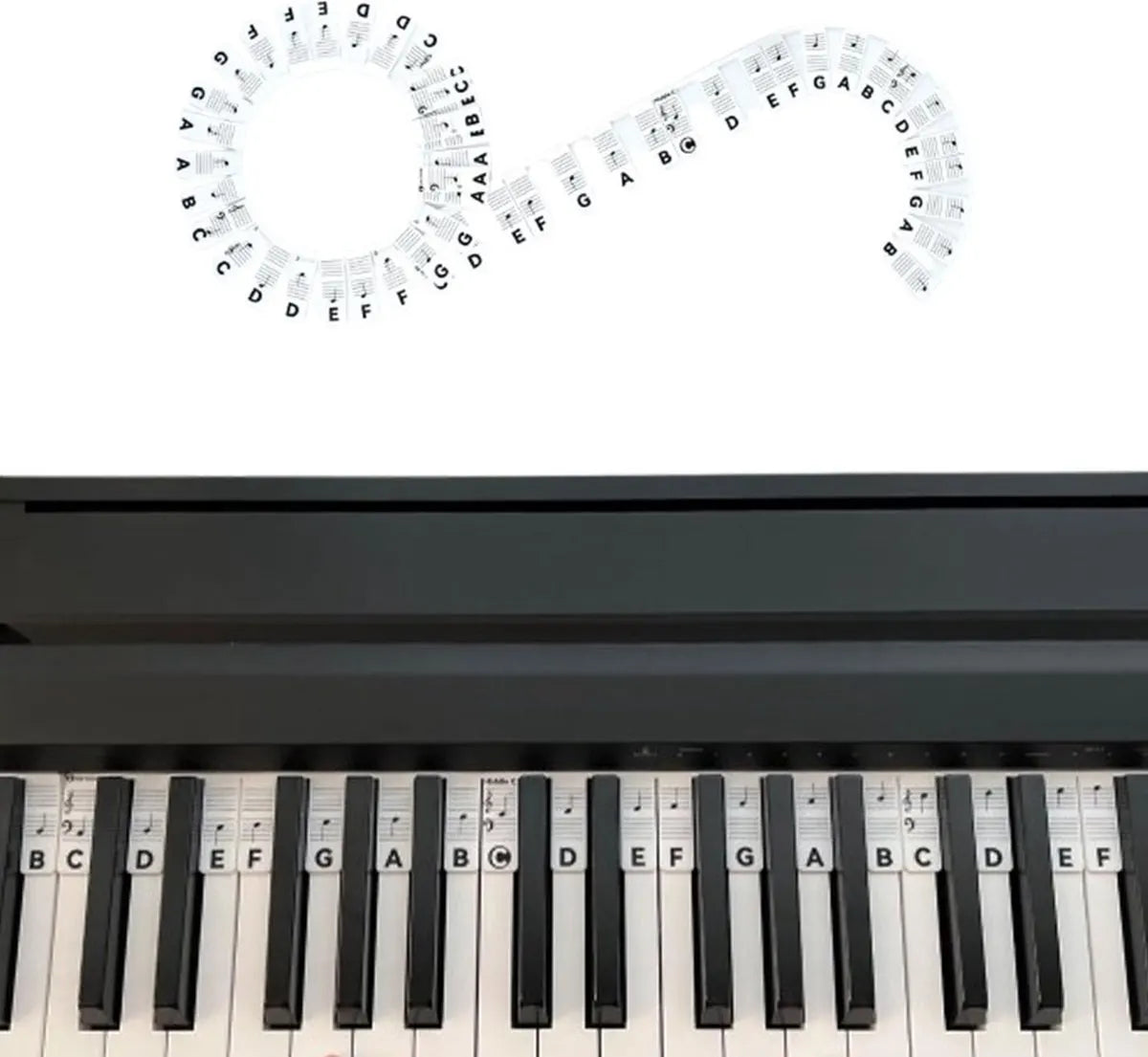 Removable Silicone Piano Stickers - 88 Keys - Key Guide - Keyboard Stickers - Reusable - Learn Music Notes Easily - Learn to Play Strip - Includes Storage Box - For Beginners
