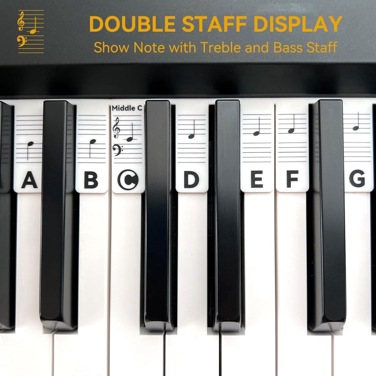 Removable Silicone Piano Stickers - 88 Keys - Key Guide - Keyboard Stickers - Reusable - Learn Music Notes Easily - Learn to Play Strip - Includes Storage Box - For Beginners - Image 3