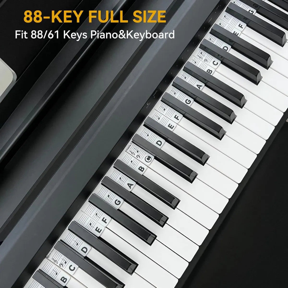 Removable Silicone Piano Stickers - 88 Keys - Key Guide - Keyboard Stickers - Reusable - Learn Music Notes Easily - Learn to Play Strip - Includes Storage Box - For Beginners - Image 5