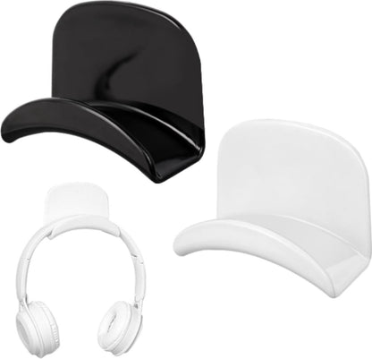 Headset Holder - 2-Piece Headphone Hook - Headset Stand - Universal Headphone Hook - Gaming Headset Stand - Headphone Hook Wall Mount - For Most Gaming Headphone Controllers - White+Black
