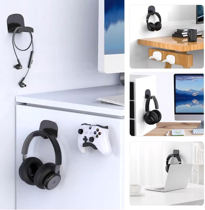 Headset Holder - 2-Piece Headphone Hook - Headset Stand - Universal Headphone Hook - Gaming Headset Stand - Headphone Hook Wall Mount - For Most Gaming Headphone Controllers - White+Black - Image 4