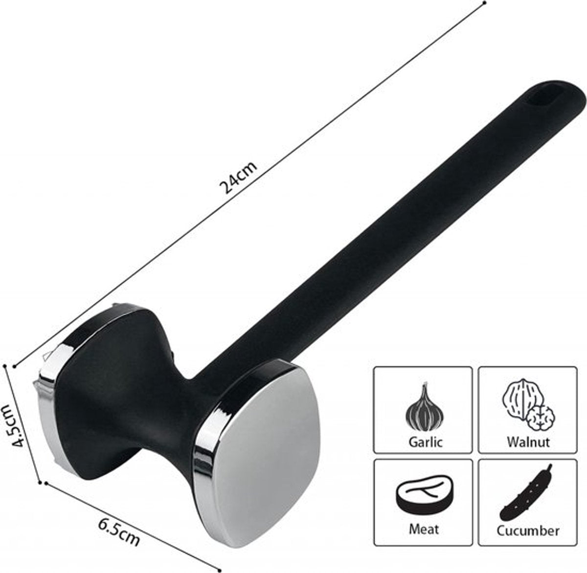 Meat Hammer - Meat Tenderizer - Hammer for Meat - Zinc Meat Beater - Meat Crusher - Meat Tenderizer - Ideal for Tenderizing Meat - Double-Sided - Hangable - Kitchen Utensils - BBQ Accessories - Black - Image 2
