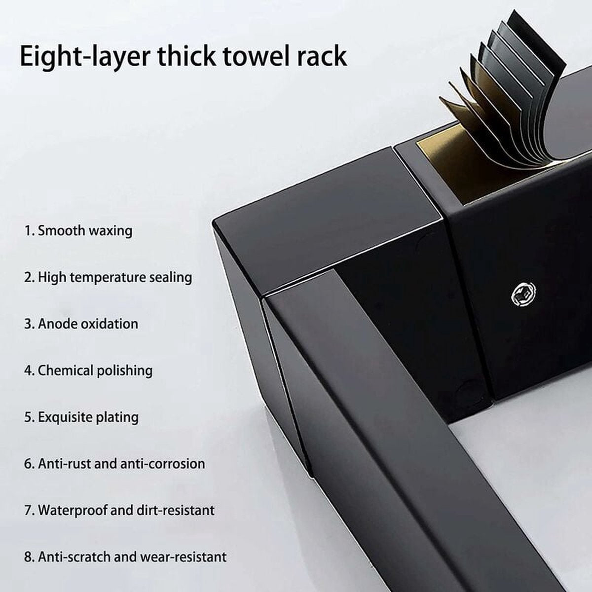 Towel Rack - 40 CM - Towel Bar - Bathroom Towel Rack - Bathroom Shelf - Double Bar - Self-Adhesive or Drill - Shower Rack - Towel Bar - Towel Holder - Aluminum - Black - Bathroom Accessories - Durable & Sturdy - Image 3