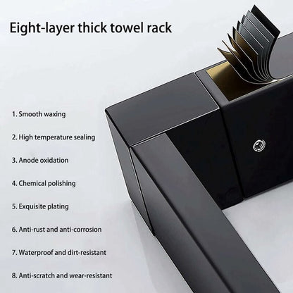 Towel Rack - 40 CM - Towel Bar - Bathroom Towel Rack - Bathroom Shelf - Double Bar - Self-Adhesive or Drill - Shower Rack - Towel Bar - Towel Holder - Aluminum - Black - Bathroom Accessories - Durable & Sturdy - Image 3