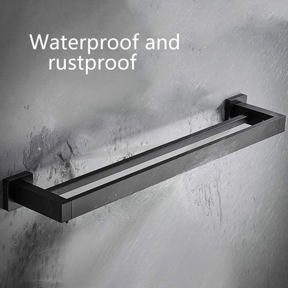 Towel Rack - 40 CM - Towel Bar - Bathroom Towel Rack - Bathroom Shelf - Double Bar - Self-Adhesive or Drill - Shower Rack - Towel Bar - Towel Holder - Aluminum - Black - Bathroom Accessories - Durable & Sturdy - Image 5