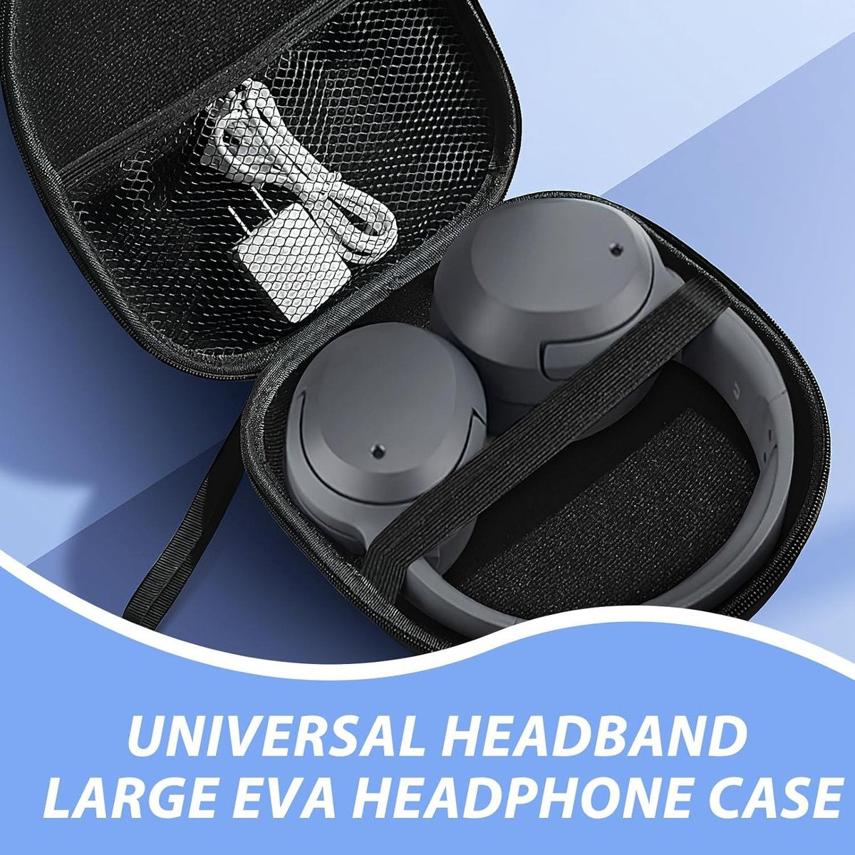 Headphone Case - Hard Protective Case - Headphone Case - Headphone Case - Headphone Cover - Protective Case - Carrying Case - On-Ear/Over-Ear - Waterproof - Shockproof - For Most Brands/Bluetooth/HiFi/Wired Headphones/Gaming Headset - Black - Image 2