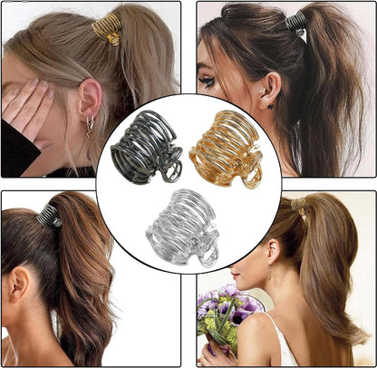 Hair Clips - 3 Pieces - Non-Slip Clips - Hair Clamp - Hairpin - Hairpins - Anti-Slip Clips - Girls' Hair Accessories - High Ponytail Clips - Decorative Hair Accessories for Ladies - For Women and Girls - Gold/Silver/Black - Image 3