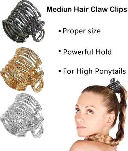 Hair Clips - 3 Pieces - Non-Slip Clips - Hair Clamp - Hairpin - Hairpins - Anti-Slip Clips - Girls' Hair Accessories - High Ponytail Clips - Decorative Hair Accessories for Ladies - For Women and Girls - Gold/Silver/Black - Image 5