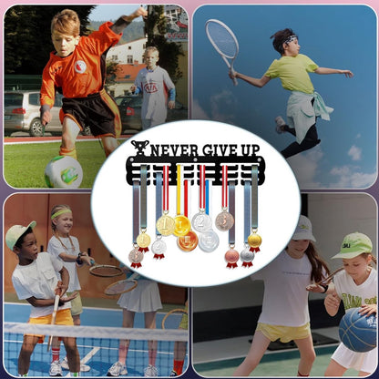 Medal Hanger - Medal Holder - Medal Rack - Medal Organizer - Medal Display - Hooks for Prizes - Hanging Hooks - Running Marathon - Football - Medals - Display - Winner's Gift - Carnival Medals - Black - Includes Mounting Set - Image 2