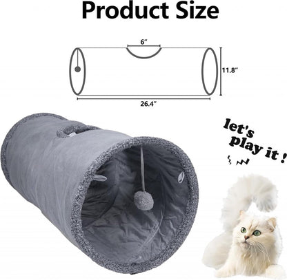 Cat Tunnel with Play Ball - 67cm - Play Tunnel - Rabbit Tunnel - Cat House - Dog Tunnel - Cat Toys - Cat Toys - Crawl Tunnel - Cat Toy - Foldable - Extra Sturdy - Anthracite - Image 2
