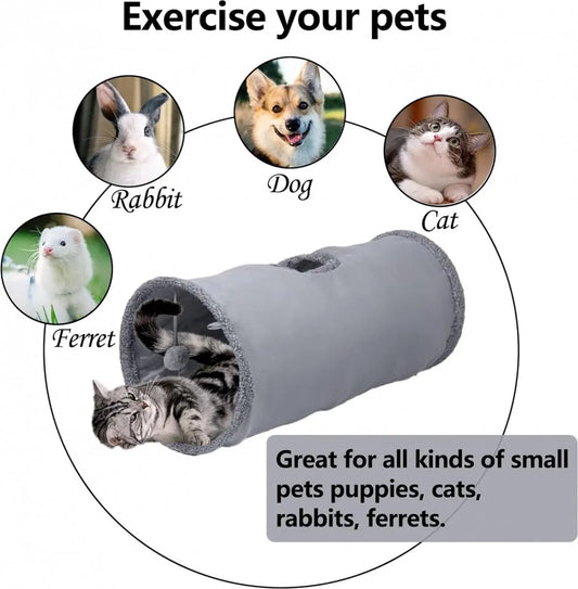 Cat Tunnel with Play Ball - 67cm - Play Tunnel - Rabbit Tunnel - Cat House - Dog Tunnel - Cat Toys - Cat Toys - Crawl Tunnel - Cat Toy - Foldable - Extra Sturdy - Anthracite - Image 3