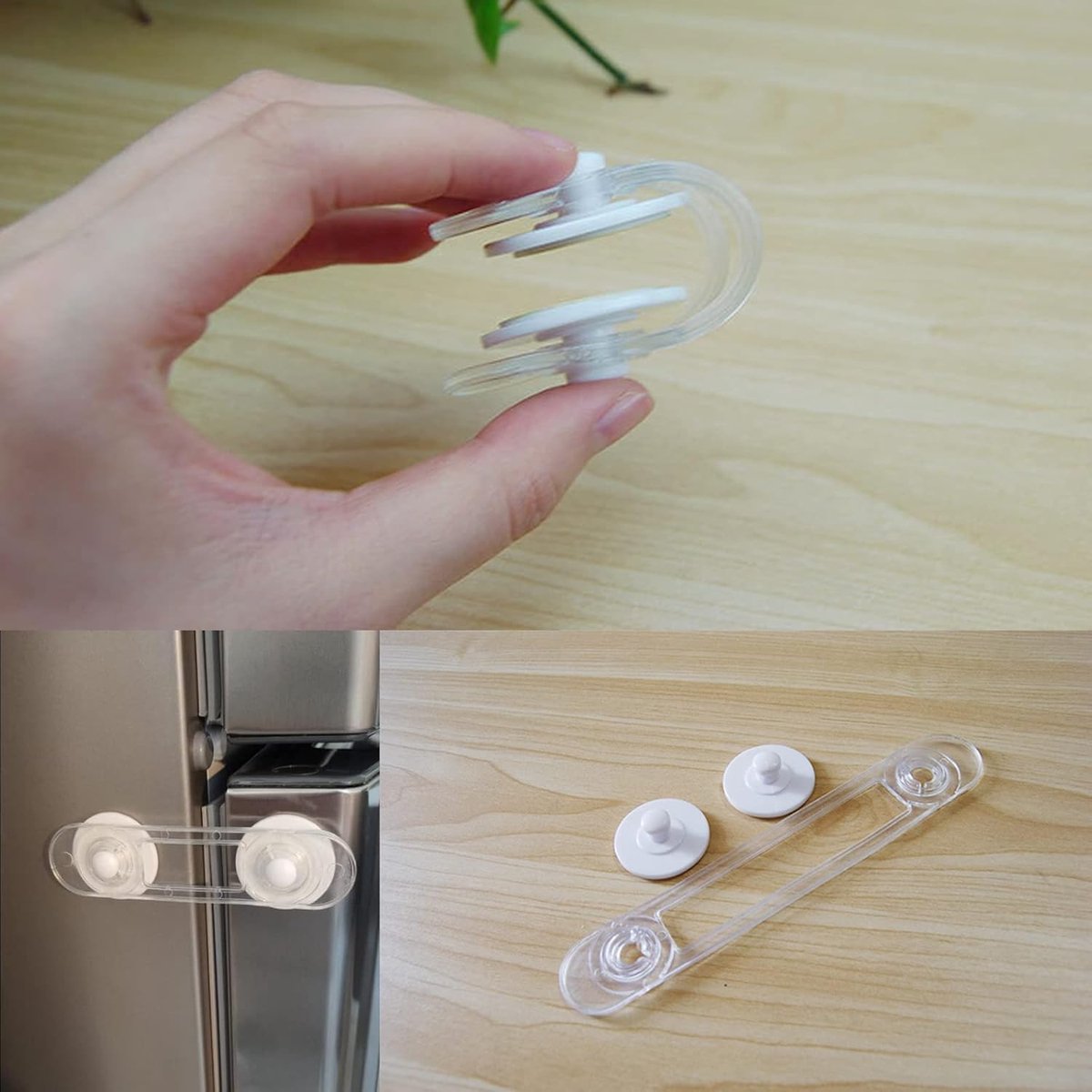 Child Locks for Cabinets - 8 Pieces - Drawer Lock - Cabinet Lock - Baby Safety - Baby Cabinet Security - Self-Adhesive Child Lock - Safety Hooks - Transparent - Self-Adhesive 3m - For Baby Safety - No Drilling or Screws - For Cabinet, Door and Drawer - Image 4